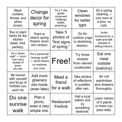 Spring Bingo Card