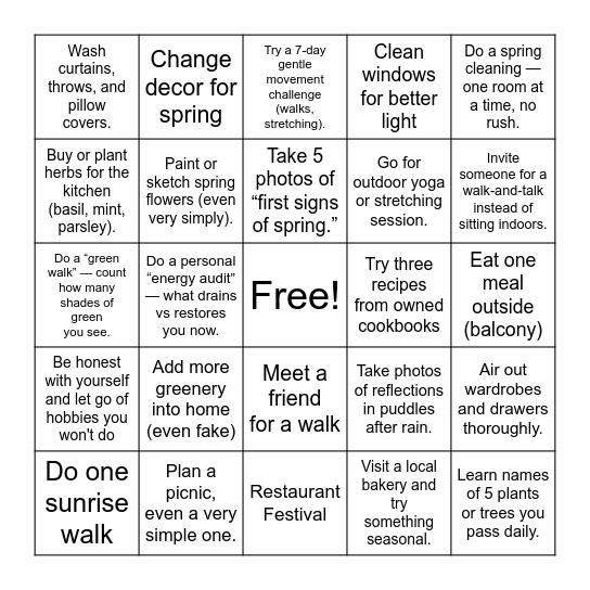 Spring Bingo Card