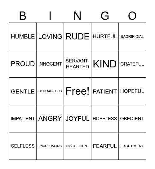 ATTITUDE BINGO Card
