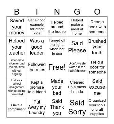 Responsible for what I say and do Bingo Card