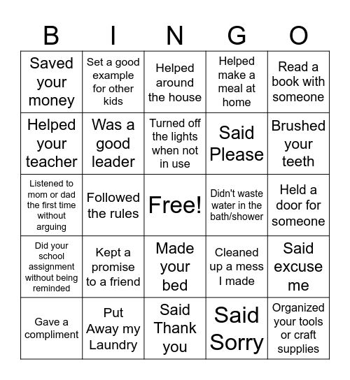 Responsible for what I say and do Bingo Card