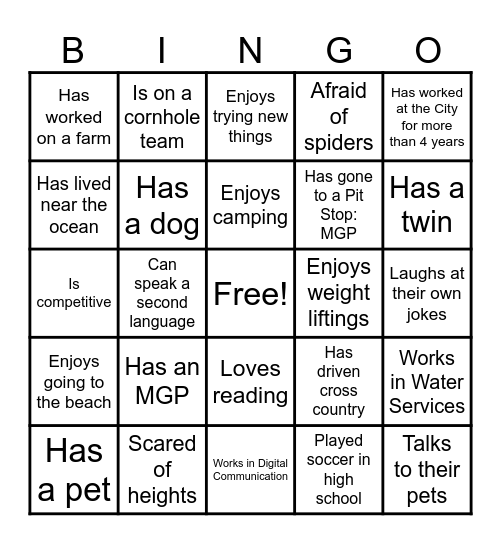 Goodyear Grows Bingo Card