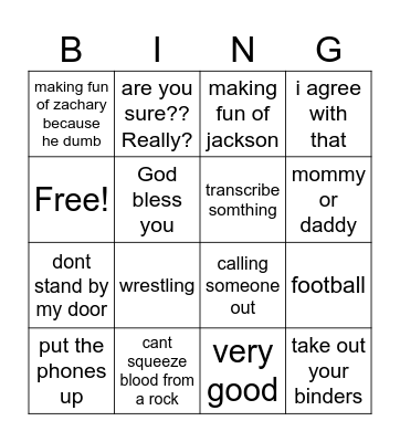 coach st clair Bingo Card