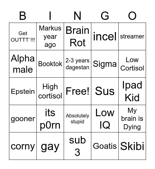 Cringe Video Bingo Card