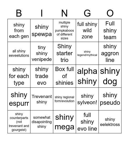 Crims Shiny Bingo Card