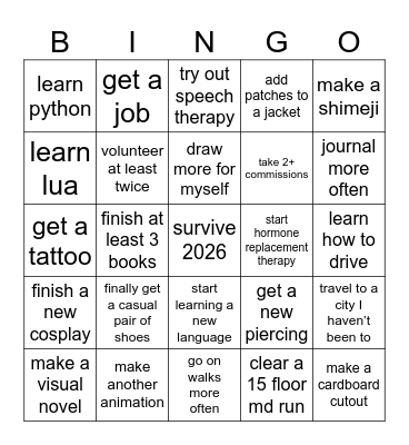 2026 Year of LOVE Bingo Card