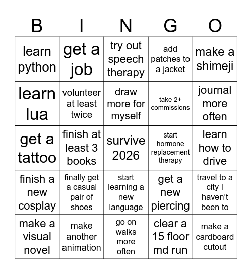 2026 Year of LOVE Bingo Card