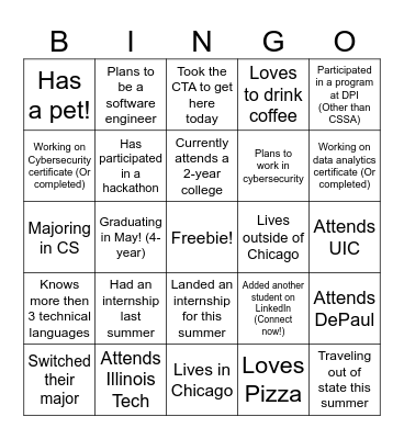 CS Starter Academy Bingo Card