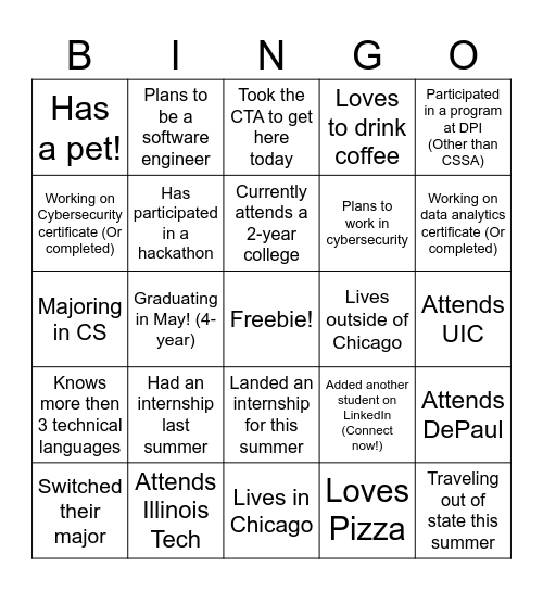 CS Starter Academy Bingo Card