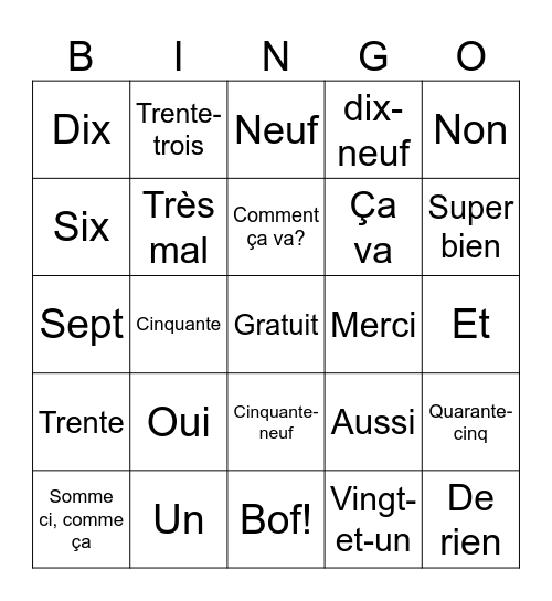 Julian Kaczorek Bingo Card