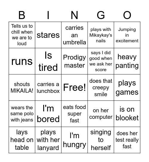 Kambrie Bingo Card