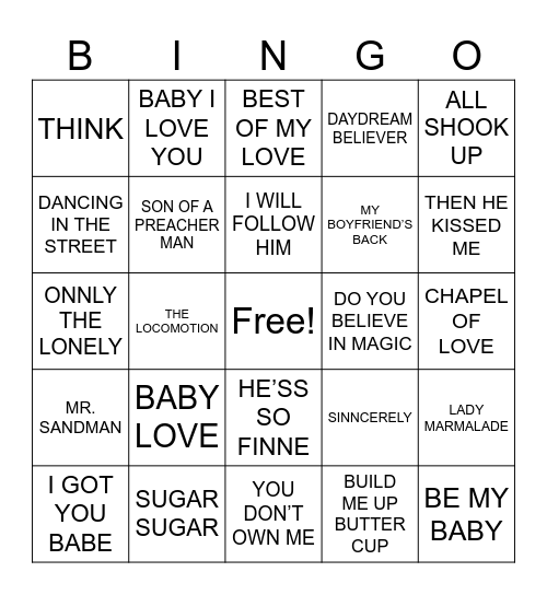 Throwback Thursdays Bingo Card