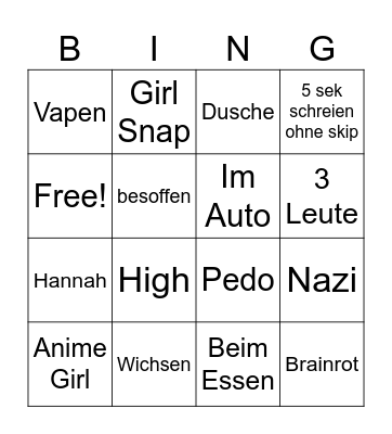 OmeTV Bingo Card