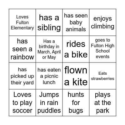 Find Someone Who.... Bingo Card