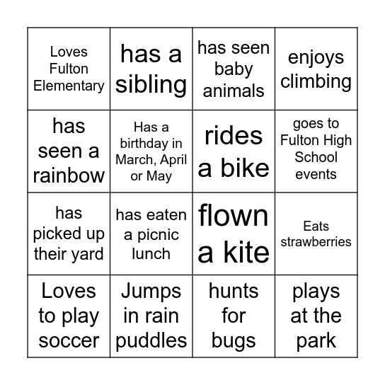 Find Someone Who.... Bingo Card