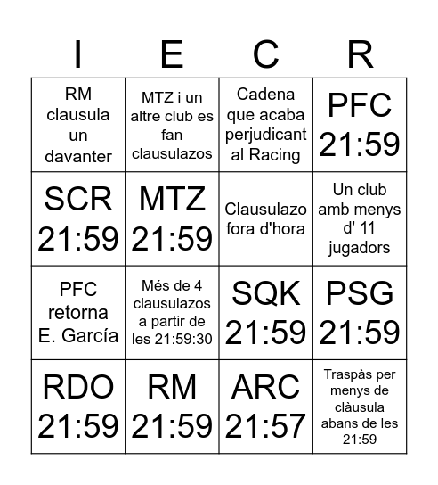Clausulazos 18/2 Bingo Card