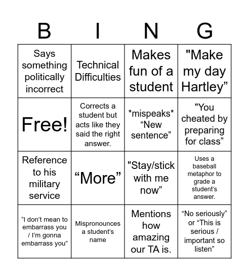 Con Law Bingo Card