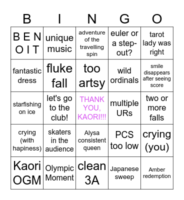 Women FS Bingo Card
