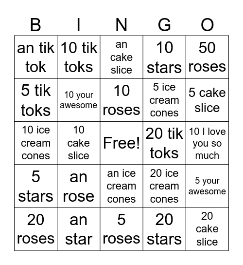 1 COIN BINGO LINGO Bingo Card