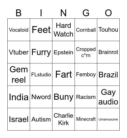 Instagram Bingo Card