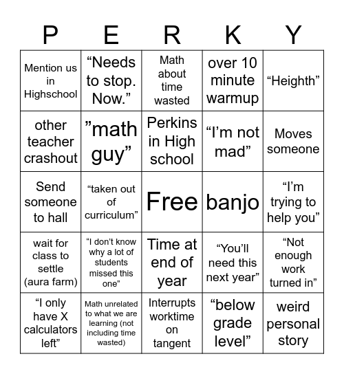 Mr. PP Bingo Card