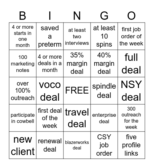 AE Bingo Card