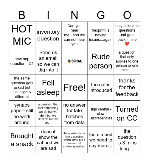 the amazing people Bingo Card