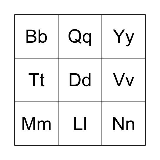 ABC Bingo Card