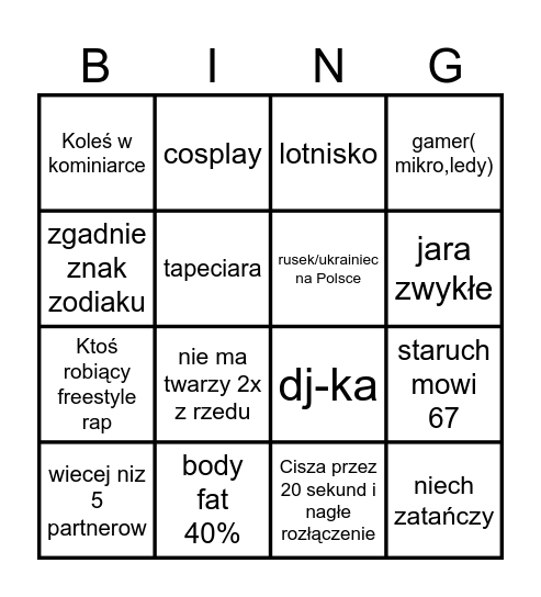 Omegle Bingo Card