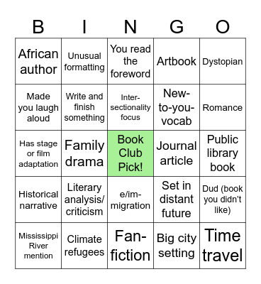 December DEI Book Club Bingo Card