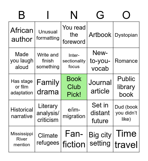 December DEI Book Club Bingo Card