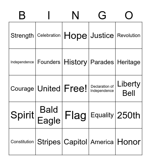 Red, White & Blue Bingo Card
