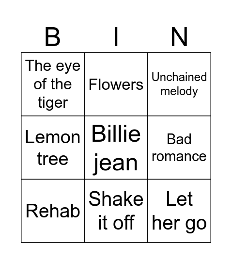 Bingo Hits Bingo Card