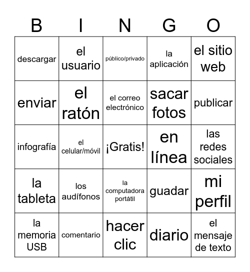 Unidad 5 Tecnología Bingo Card