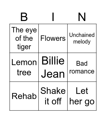 Bingo Hits Bingo Card