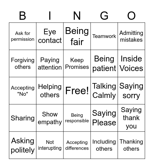Communication Skills Bingo Card
