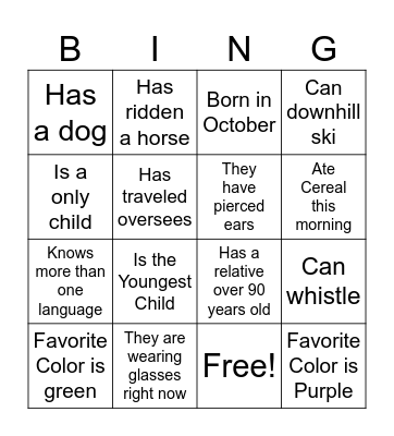 Human Bingo Card