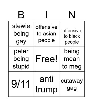 family guy moments Bingo Card