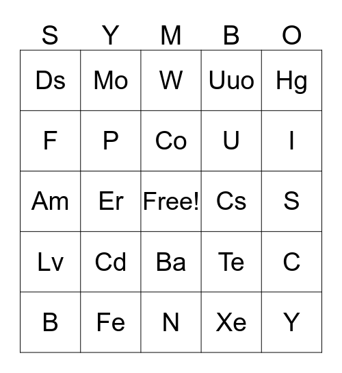 Symbo Card Bingo Card