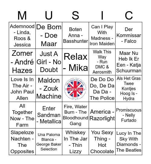 101 Bingo Card