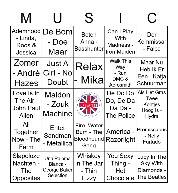 101 Bingo Card