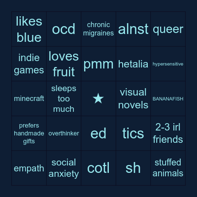 Pisstria's bingo yay Bingo Card