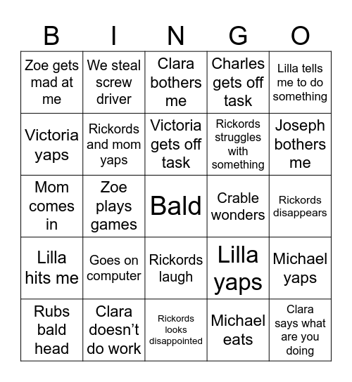 Robotics Bingo Card