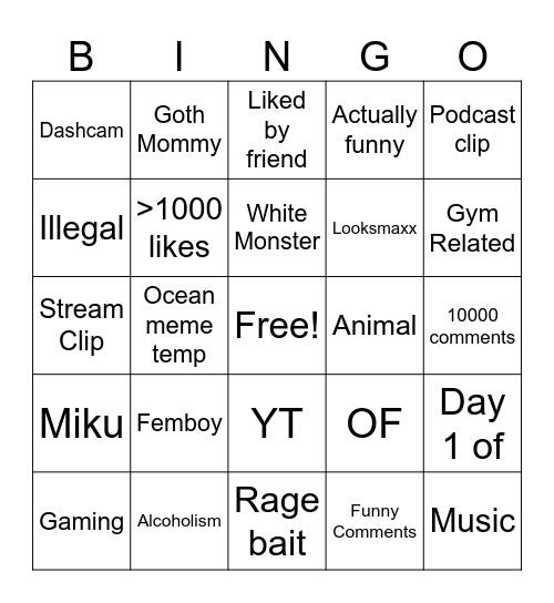 insta bingo Card