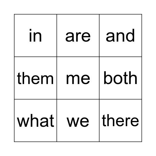 Puzzle Words Bingo Card