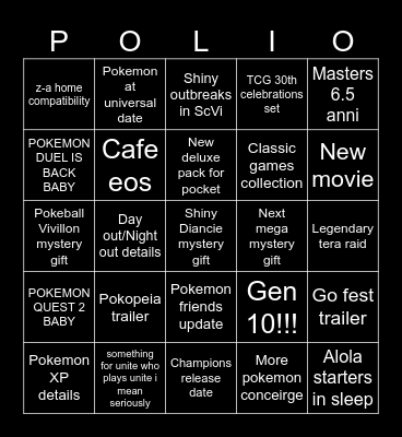 Pokemon Day Bingo Card