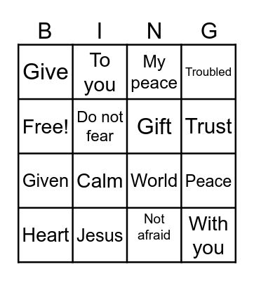 John 14:27 Bingo Card