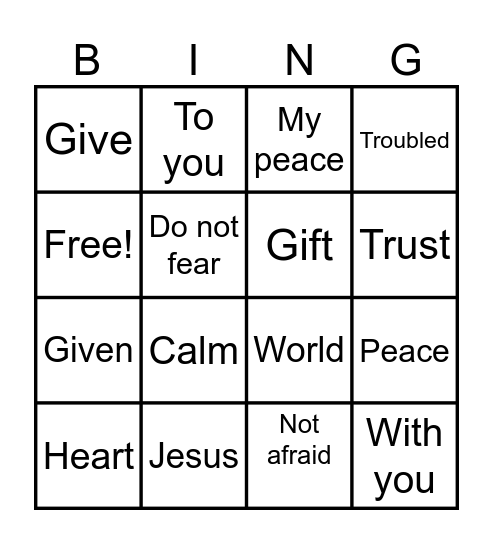 John 14:27 Bingo Card