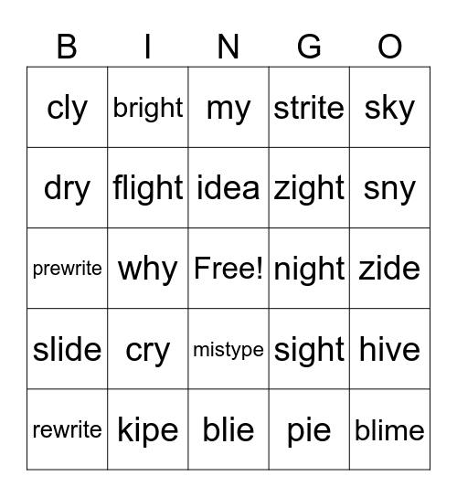 Long i bingo Card