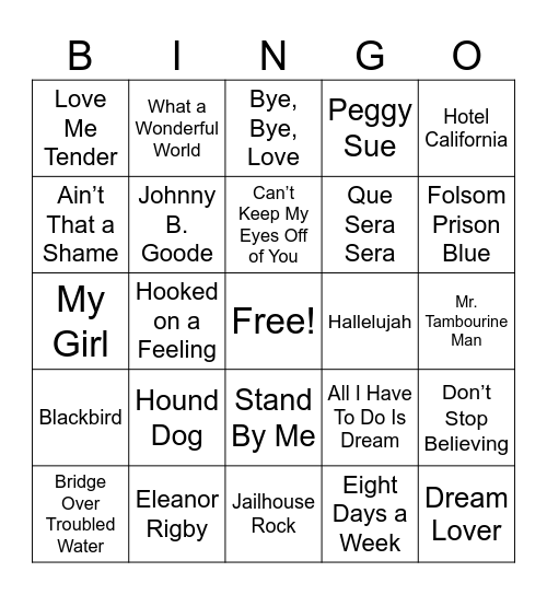 Musical Bingo! Bingo Card